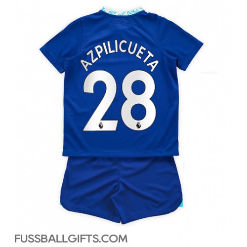 Chelsea Cesar Azpilicueta #28 Fußballbekleidung Heimtrikot Kinder 2022-23 Kurzarm (+ kurze hosen)